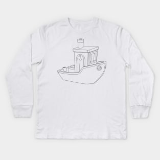 #3DBenchy - Wireframe Kids Long Sleeve T-Shirt